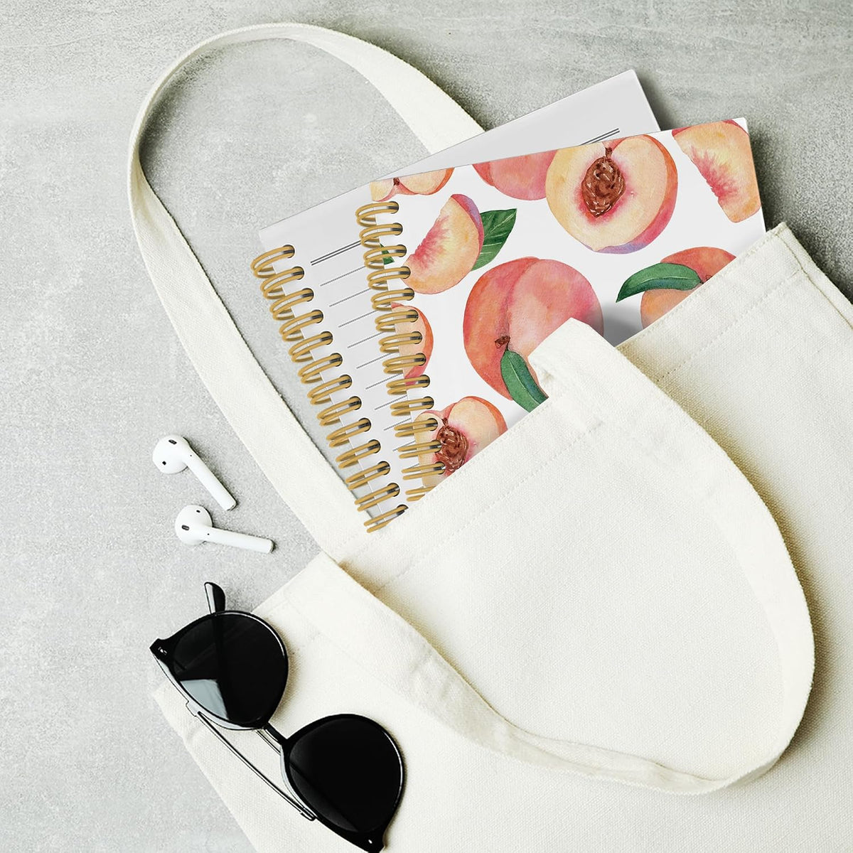 Summer Cute Peach Journal Notebook - Aesthetic Preppy Peach Notebooks College Ruled for Work School, Gifts for Girls, Office Supplies, Hardcover Spiral Notebook 5.5"x8.3"