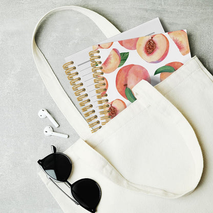 Summer Cute Peach Journal Notebook - Aesthetic Preppy Peach Notebooks College Ruled for Work School, Gifts for Girls, Office Supplies, Hardcover Spiral Notebook 5.5"x8.3"