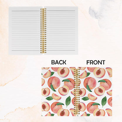 Summer Cute Peach Journal Notebook - Aesthetic Preppy Peach Notebooks College Ruled for Work School, Gifts for Girls, Office Supplies, Hardcover Spiral Notebook 5.5"x8.3"
