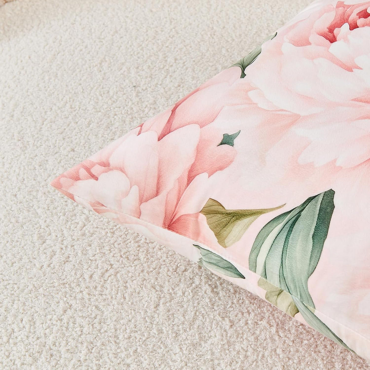 Pink Peony Velvet Pillow Covers 18x18 Set of 2, Shabby Chic