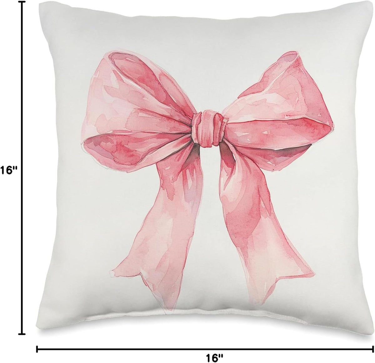 Girly || Watercolour Bow || Coquette || Aesthetic Pink Bow Throw Pillow