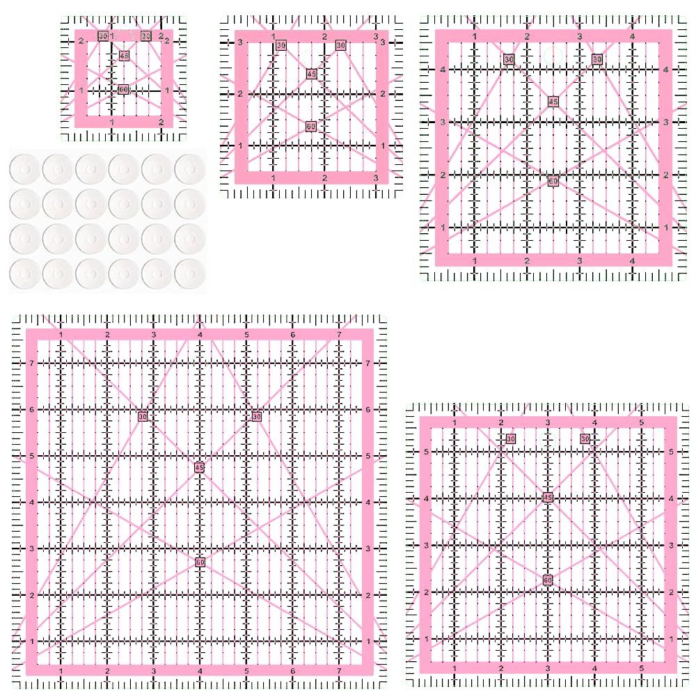 Quilting Rulers(2.5",3.5", 5", 6", 8"),5 Square Ruler Quilting Templates