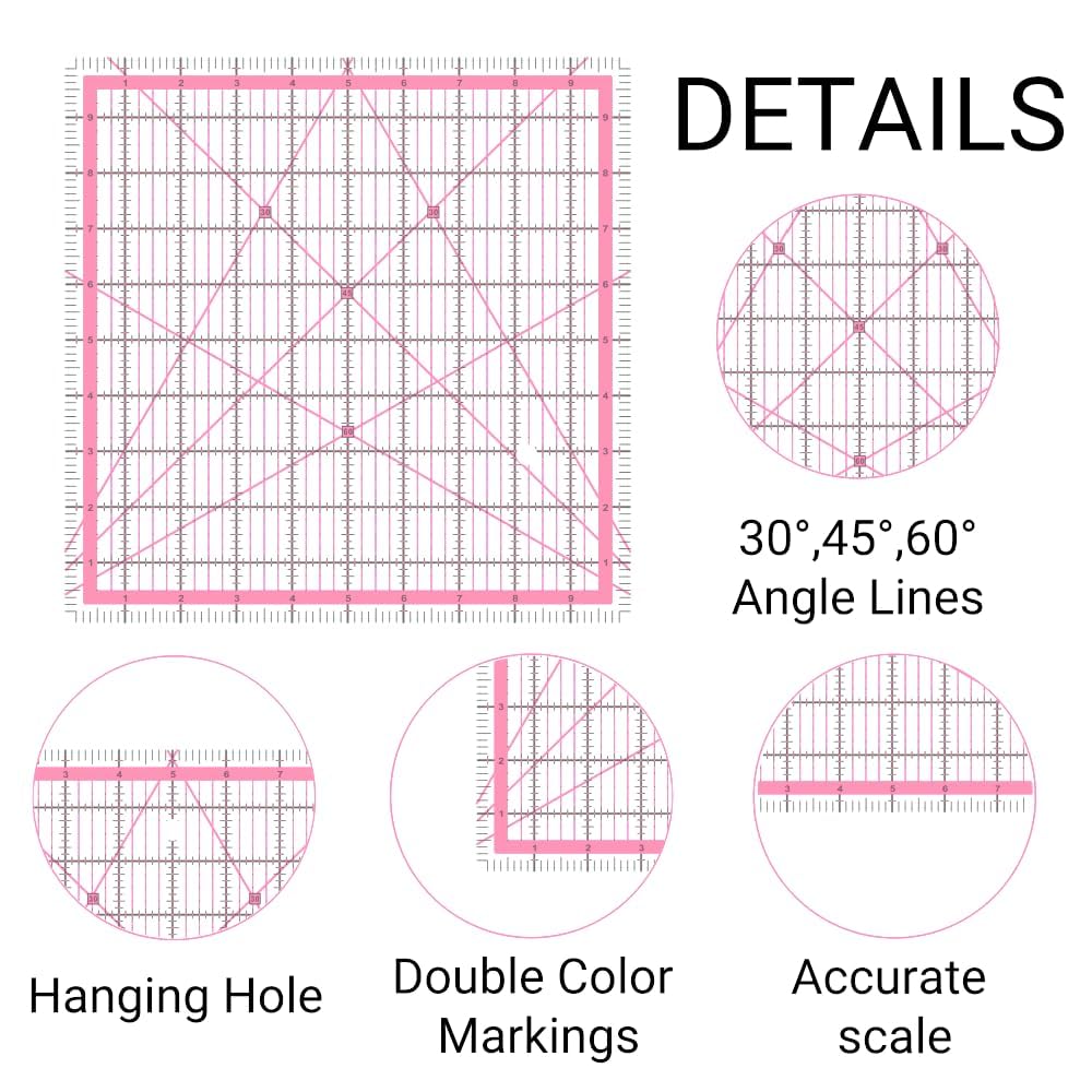 Quilting Rulers(2.5",3.5", 5", 6", 8"),5 Square Ruler Quilting Templates