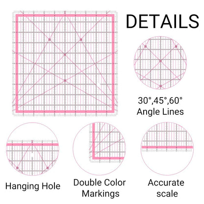 Quilting Rulers(2.5",3.5", 5", 6", 8"),5 Square Ruler Quilting Templates
