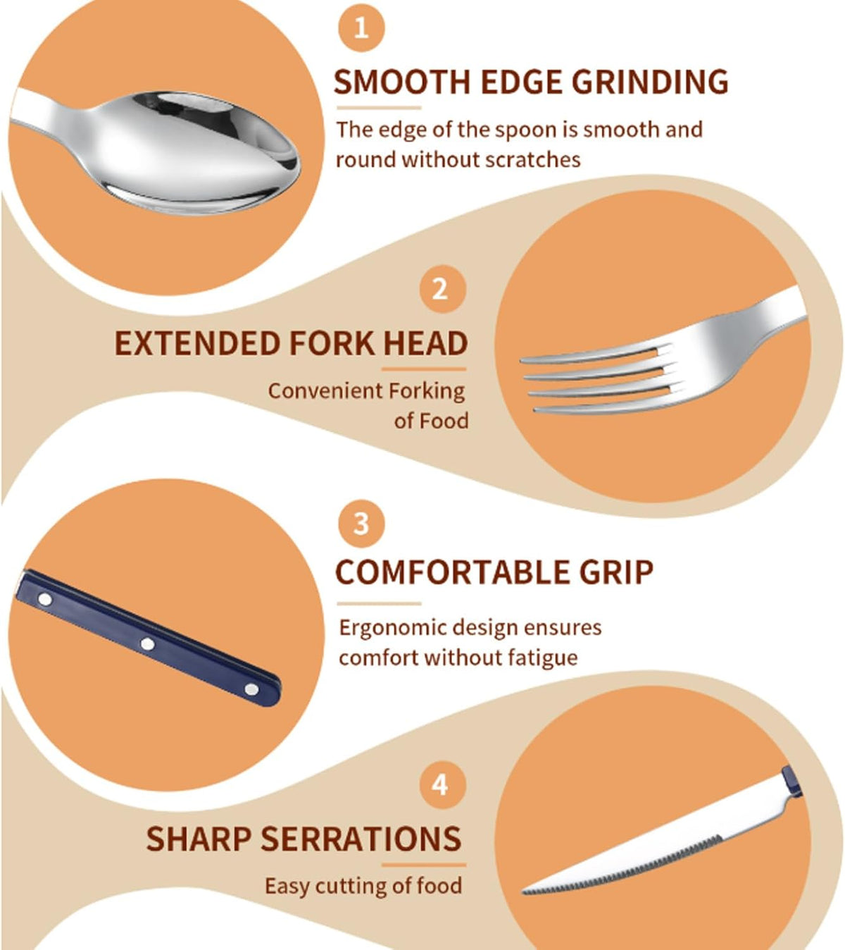 5-piece stainless steel tableware set includes a steak knife, fork and spoon. It is suitable for family dining room gatherings and can be washed in a dishwasher (5, pink)