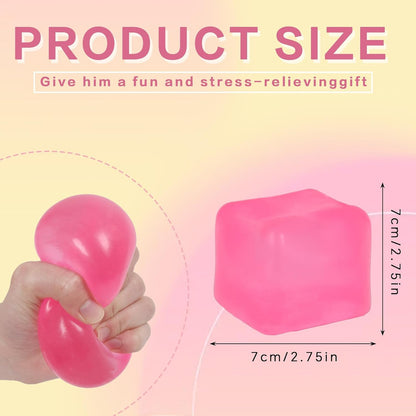 Jumbo stress cube squeeze Toy, 7cm (2.75in) Slow Rising, Ages 3+(pink)