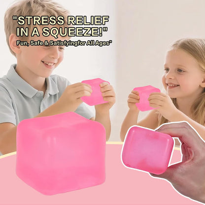 Jumbo stress cube squeeze Toy, 7cm (2.75in) Slow Rising, Ages 3+(pink)