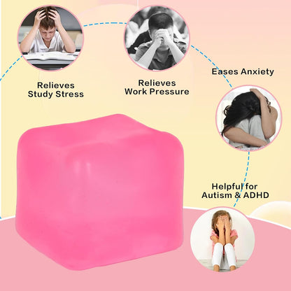 Jumbo stress cube squeeze Toy, 7cm (2.75in) Slow Rising, Ages 3+(pink)