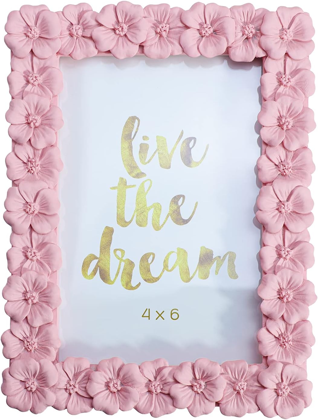 4 X 6 Inches Beautiful Pink Flower Shape Resin Card Photo Frame Picture Frame for Desktop Table Top Display