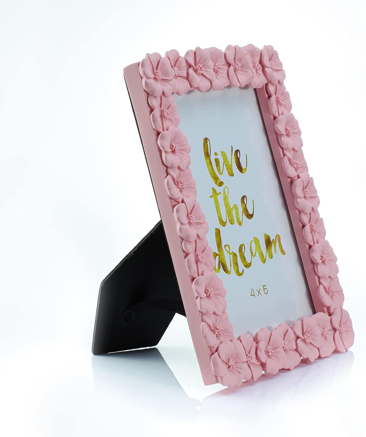 4 X 6 Inches Beautiful Pink Flower Shape Resin Card Photo Frame Picture Frame for Desktop Table Top Display