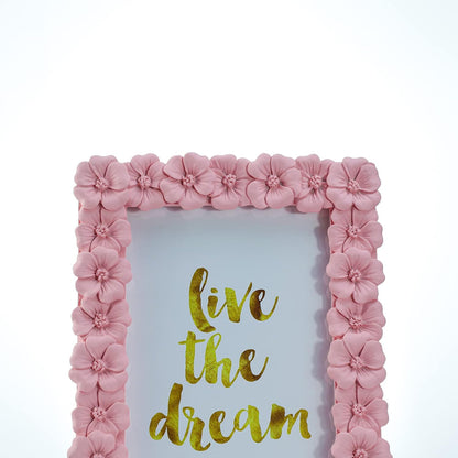 4 X 6 Inches Beautiful Pink Flower Shape Resin Card Photo Frame Picture Frame for Desktop Table Top Display