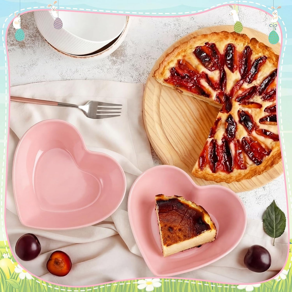 Pink 4 Pcs Large Heart Shaped Bowls, 8.9 Inch Plastic Heart Serving Bowls for Fruit, Sauce, Snacks, Candy, Dessert, Salad,Wedding Party Table Decor