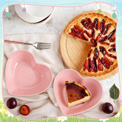 Pink 4 Pcs Large Heart Shaped Bowls, 8.9 Inch Plastic Heart Serving Bowls for Fruit, Sauce, Snacks, Candy, Dessert, Salad,Wedding Party Table Decor