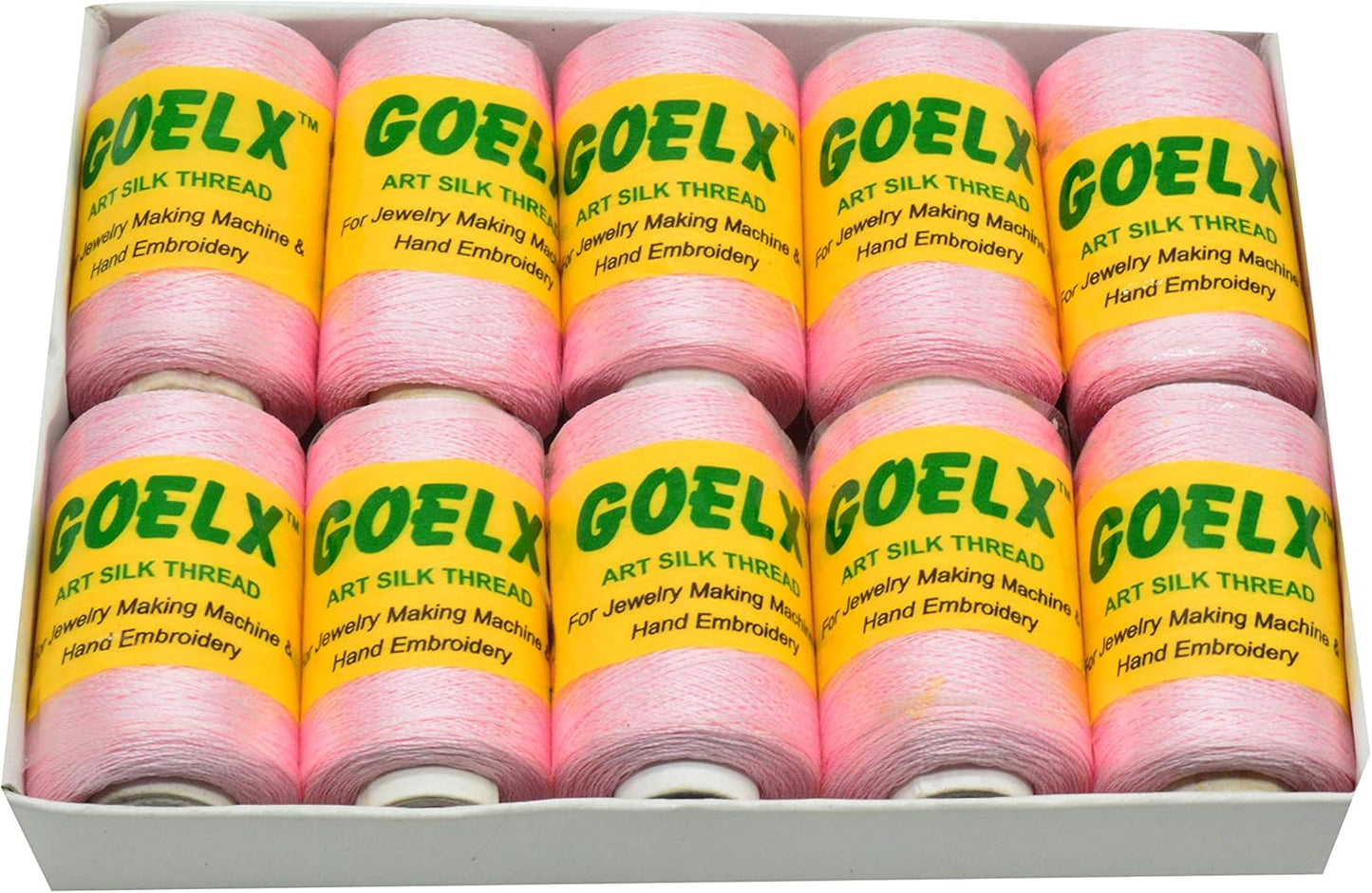 Silk Thread Shades of Pink Family for Jewelry, Tassel Making, Embroidery, Crafts, Shiny Soft Thread Spools - Light Pink - 18 L