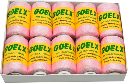 Silk Thread Shades of Pink Family for Jewelry, Tassel Making, Embroidery, Crafts, Shiny Soft Thread Spools - Light Pink - 18 L