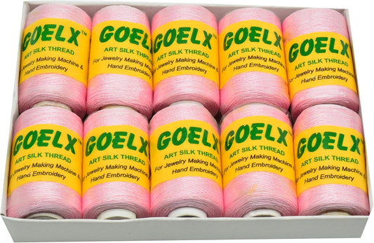 Silk Thread Shades of Pink Family for Jewelry, Tassel Making, Embroidery, Crafts, Shiny Soft Thread Spools - Light Pink - 18 L