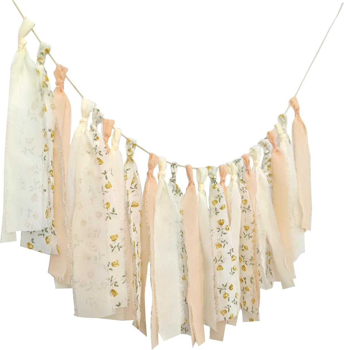 Peach Floral Chiffon Tsaasel Garland for Wedding Birthday Bridal Shower Bachelorette Engagement Party Backdrop Room Decor Photo Booth Hanging Decor