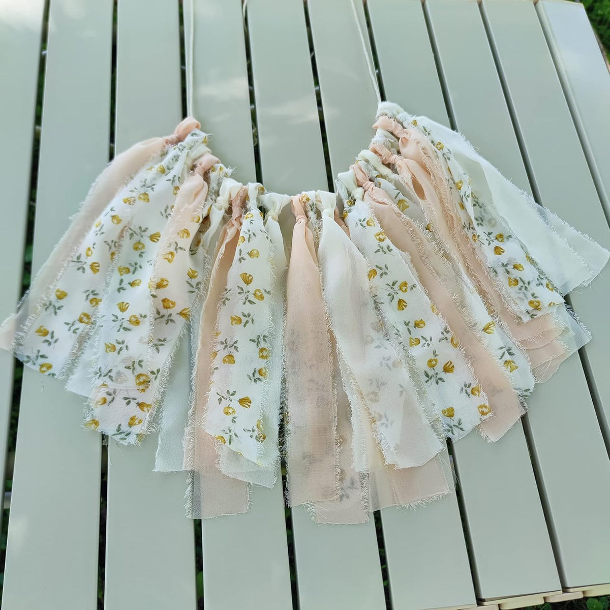 Peach Floral Chiffon Tsaasel Garland for Wedding Birthday Bridal Shower Bachelorette Engagement Party Backdrop Room Decor Photo Booth Hanging Decor