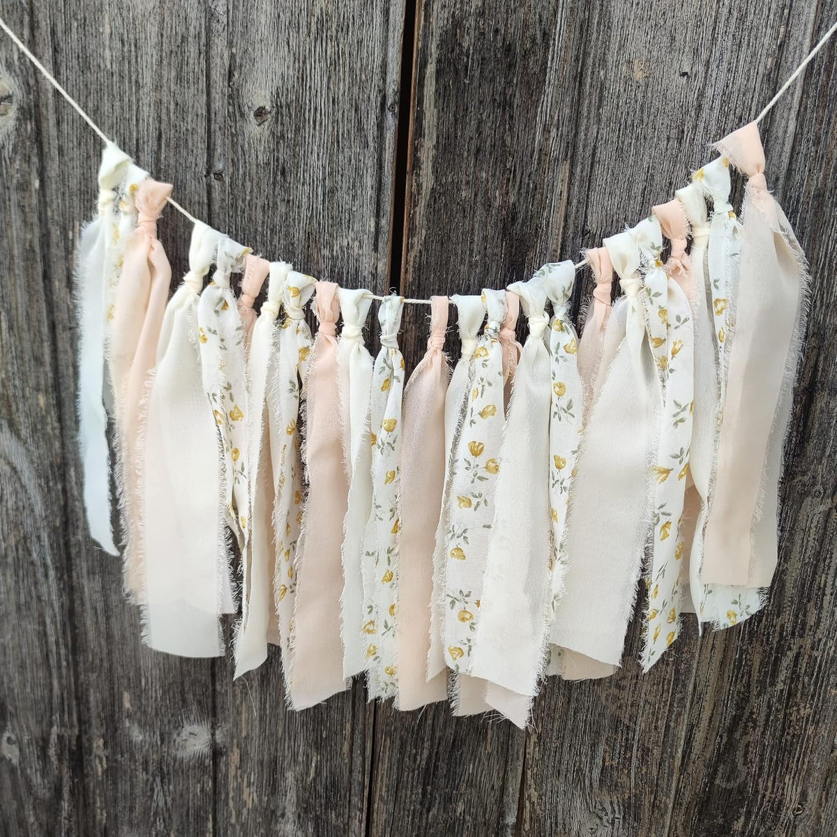 Peach Floral Chiffon Tsaasel Garland for Wedding Birthday Bridal Shower Bachelorette Engagement Party Backdrop Room Decor Photo Booth Hanging Decor