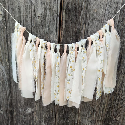 Peach Floral Chiffon Tsaasel Garland for Wedding Birthday Bridal Shower Bachelorette Engagement Party Backdrop Room Decor Photo Booth Hanging Decor