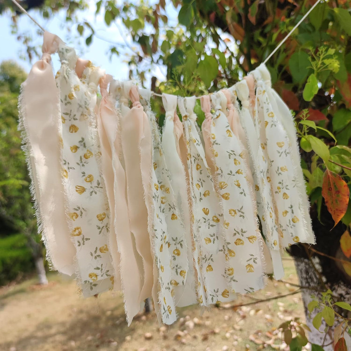 Peach Floral Chiffon Tsaasel Garland for Wedding Birthday Bridal Shower Bachelorette Engagement Party Backdrop Room Decor Photo Booth Hanging Decor