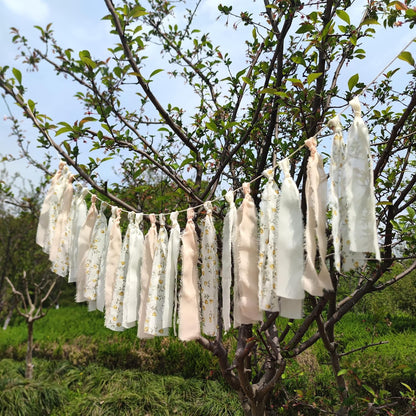 Peach Floral Chiffon Tsaasel Garland for Wedding Birthday Bridal Shower Bachelorette Engagement Party Backdrop Room Decor Photo Booth Hanging Decor