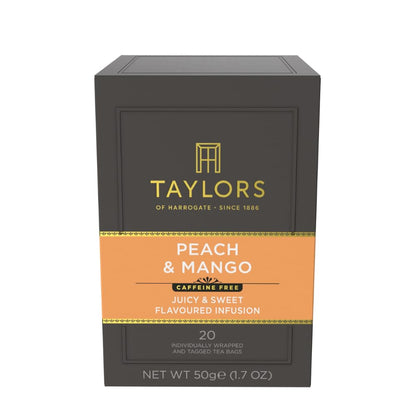 Peach & Mango, Herbal Tea, Individually Wrapped Teabags, 20 Count (Pack of 6), Juicy, Smooth, and Subtly Sweet, Caffeine-Free, Enjoy Hot or Iced, 120 Teabags Total