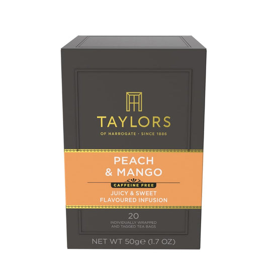 Peach & Mango, Herbal Tea, Individually Wrapped Teabags, 20 Count (Pack of 6), Juicy, Smooth, and Subtly Sweet, Caffeine-Free, Enjoy Hot or Iced, 120 Teabags Total