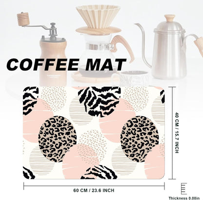 Coffee Mat,Coffee Bar Accessories Fit Under Coffee Maker Espresso Machine,Anti Absorbent Dish Drying Pad for Kitchen Counter,23.6"x15.7"Coffee Bar Decor Coffee Machine Mat,Pink Geometric Leopard Print