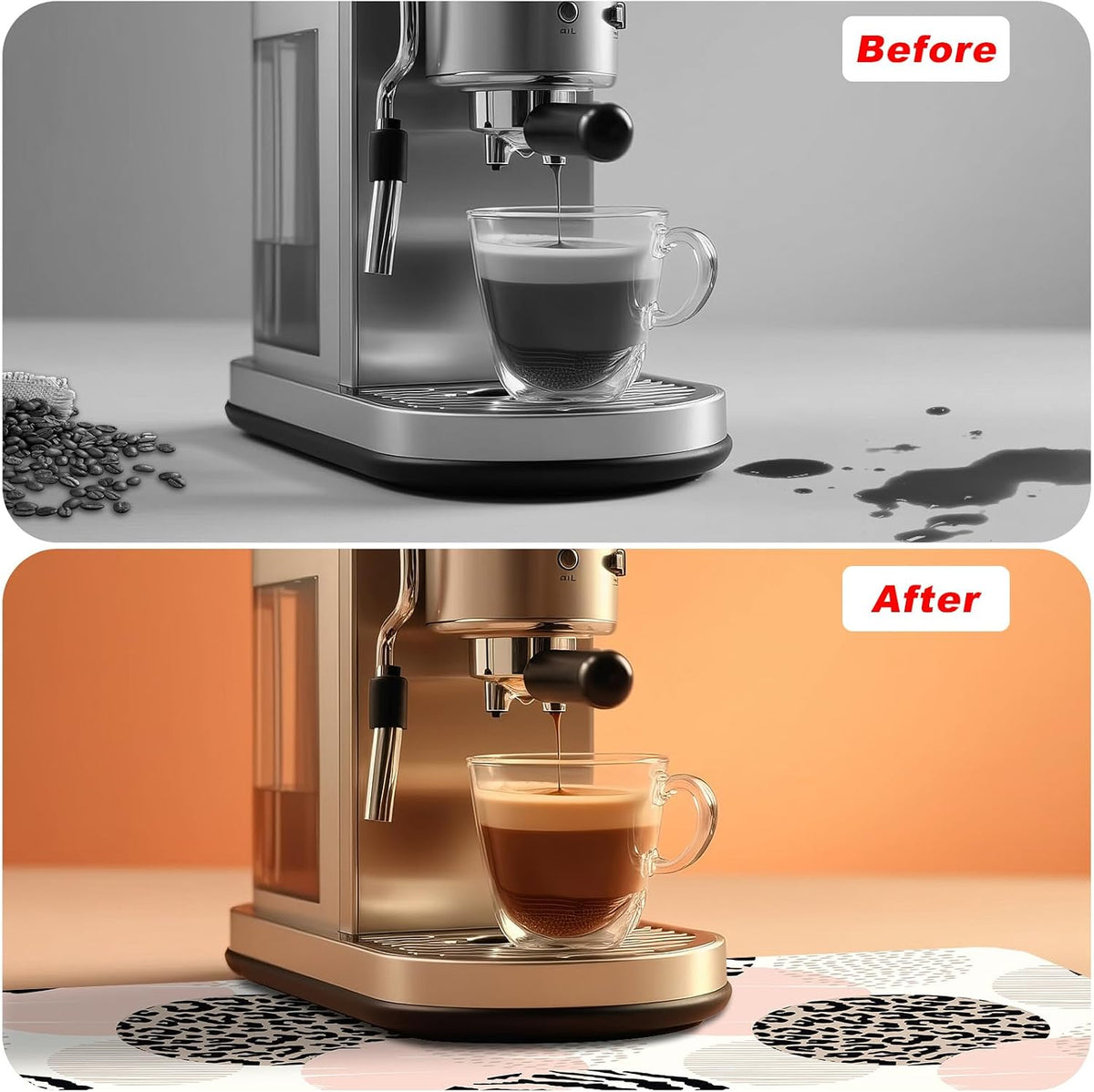 Coffee Mat,Coffee Bar Accessories Fit Under Coffee Maker Espresso Machine,Anti Absorbent Dish Drying Pad for Kitchen Counter,23.6"x15.7"Coffee Bar Decor Coffee Machine Mat,Pink Geometric Leopard Print