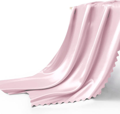 Pink Satin Tablecloth 60 x 120 Inch Scalloped, 1 Pack