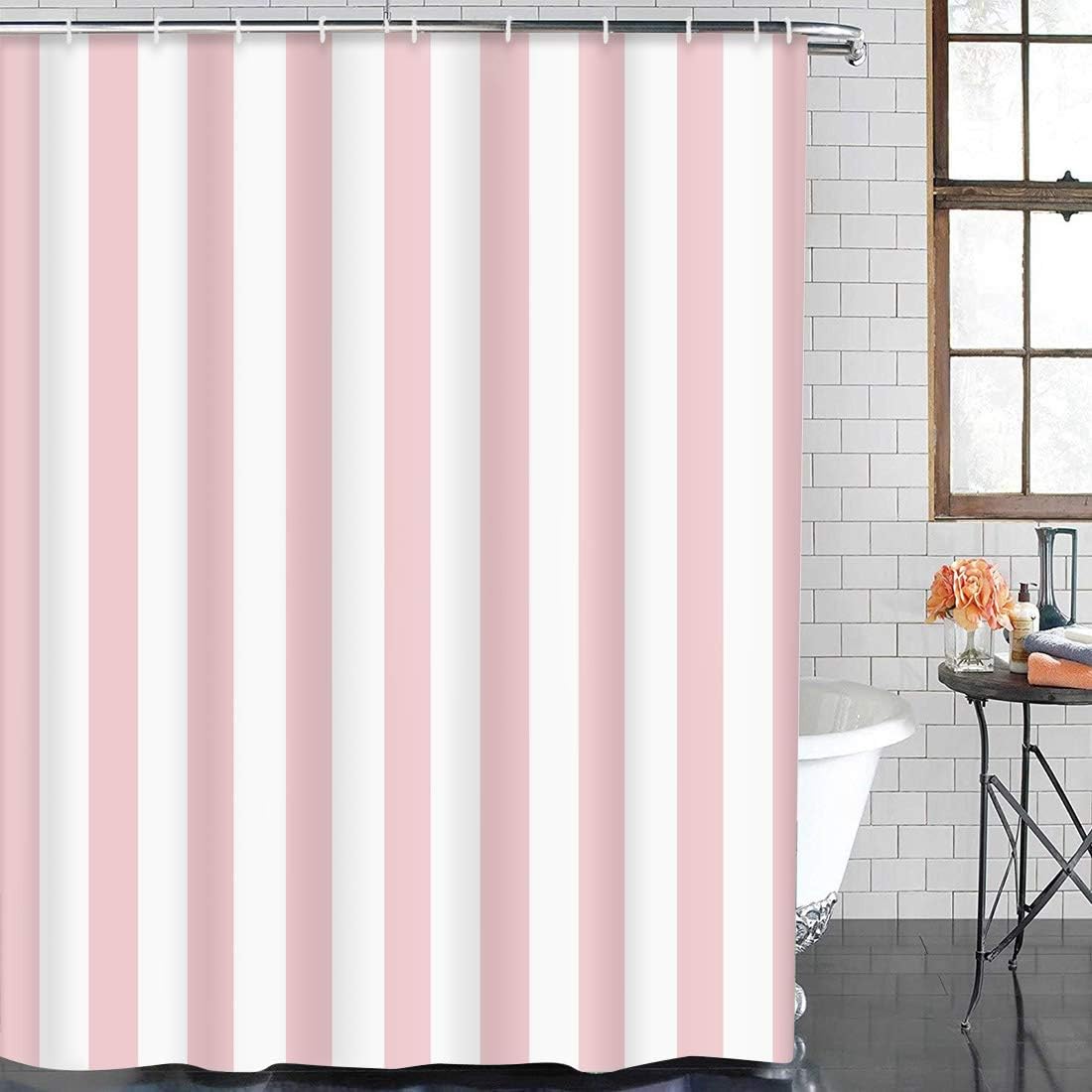 Shower Curtain, for Bathroom Decor 72" x 72", Stripe Pink