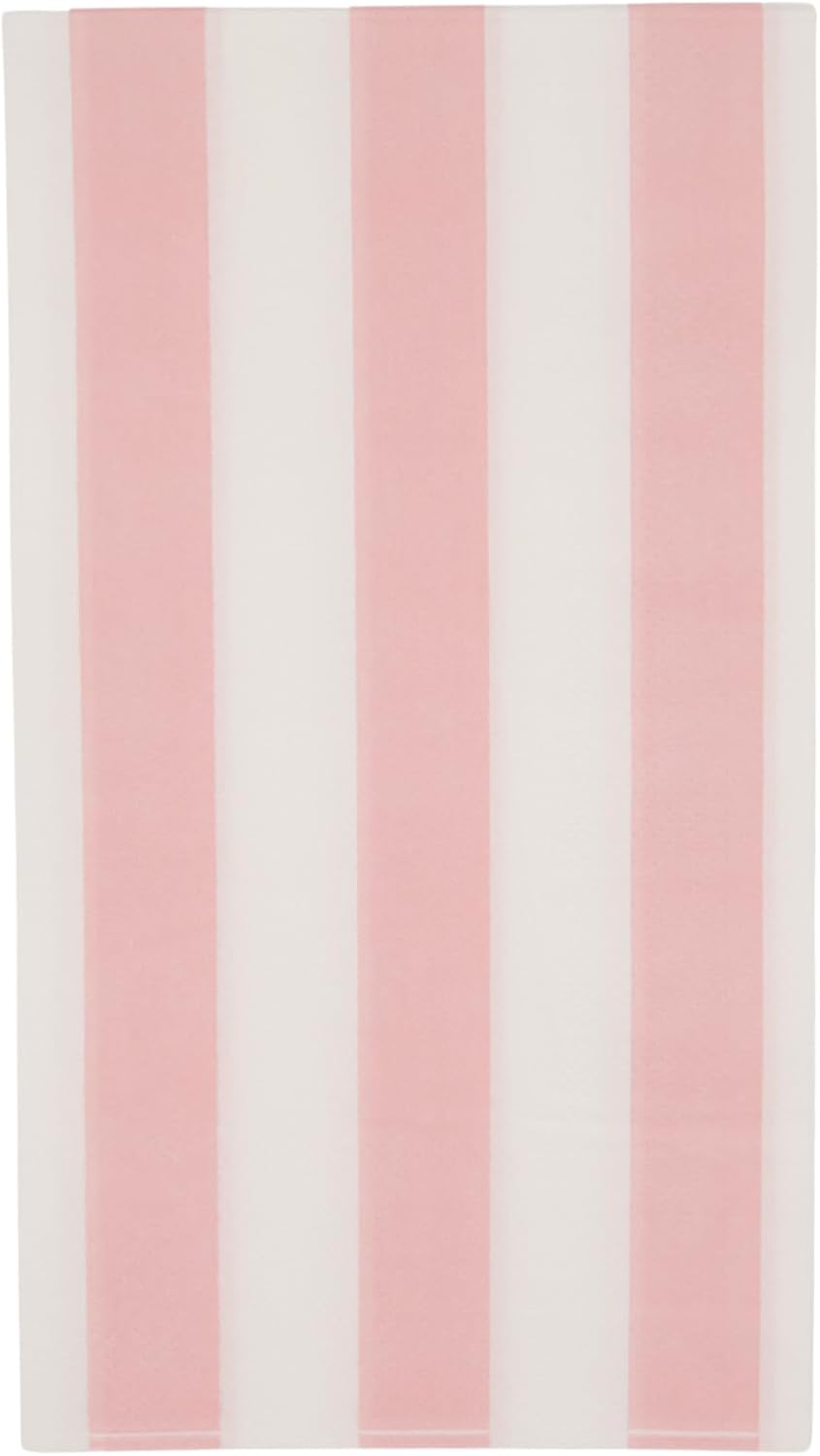 Bonjour Fete Light Pink Cabana Stripe Paper Guest Towels | Disposable, 3-Ply Napkins | Premium Party Supplies & Decor | Holidays, Kids Themed Birthday Parties, Princess | Pack of 20, 4.25" x 7.75"