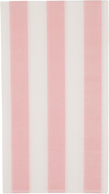 Bonjour Fete Light Pink Cabana Stripe Paper Guest Towels | Disposable, 3-Ply Napkins | Premium Party Supplies & Decor | Holidays, Kids Themed Birthday Parties, Princess | Pack of 20, 4.25" x 7.75"