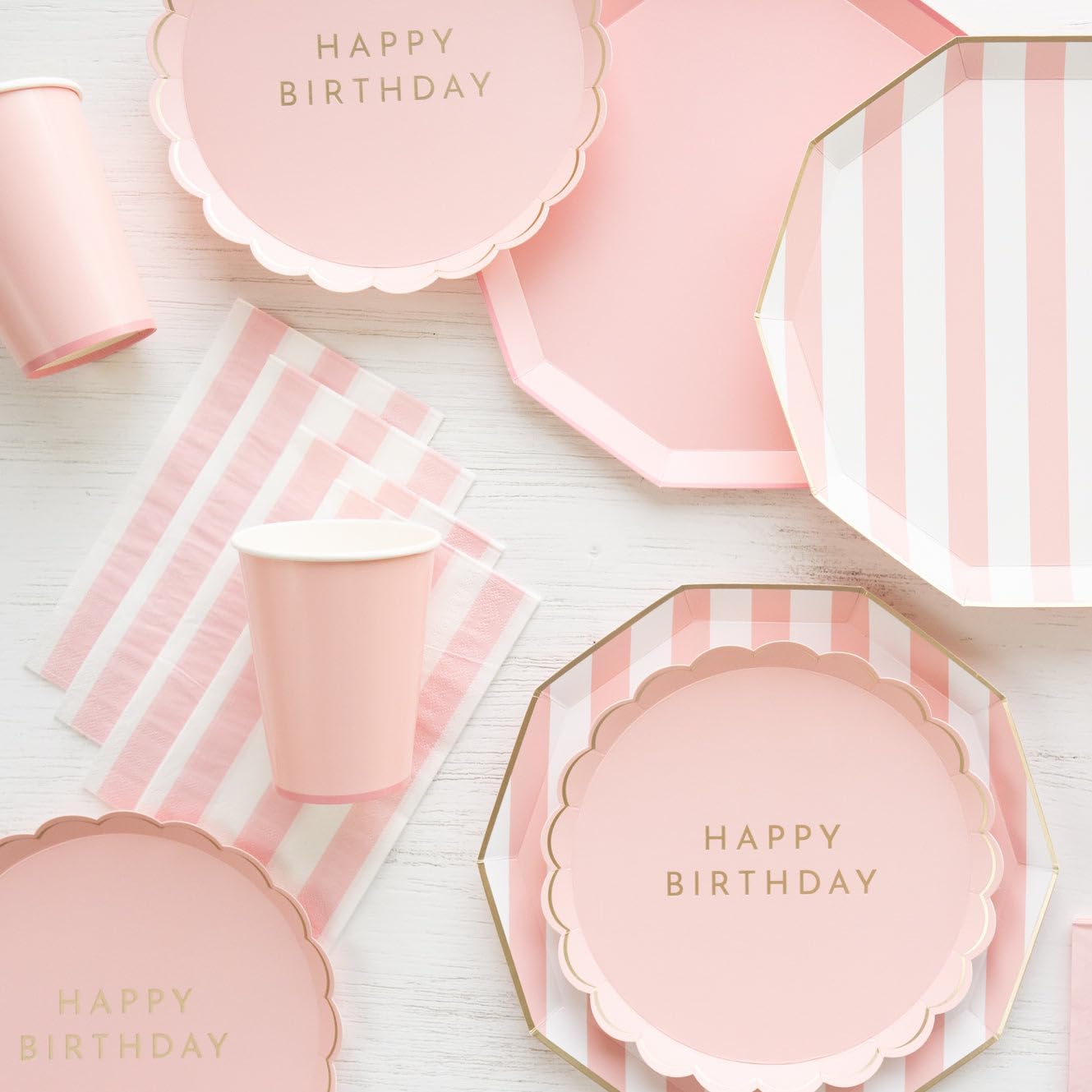 Bonjour Fete Light Pink Cabana Stripe Paper Guest Towels | Disposable, 3-Ply Napkins | Premium Party Supplies & Decor | Holidays, Kids Themed Birthday Parties, Princess | Pack of 20, 4.25" x 7.75"