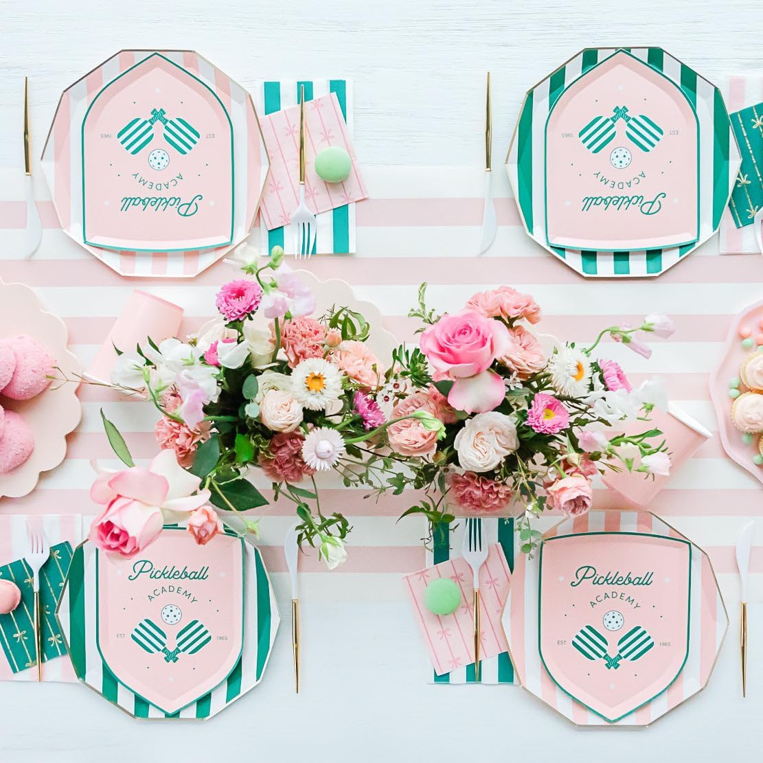 Bonjour Fete Light Pink Cabana Stripe Paper Guest Towels | Disposable, 3-Ply Napkins | Premium Party Supplies & Decor | Holidays, Kids Themed Birthday Parties, Princess | Pack of 20, 4.25" x 7.75"