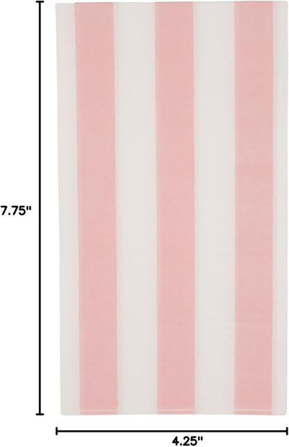 Bonjour Fete Light Pink Cabana Stripe Paper Guest Towels | Disposable, 3-Ply Napkins | Premium Party Supplies & Decor | Holidays, Kids Themed Birthday Parties, Princess | Pack of 20, 4.25" x 7.75"