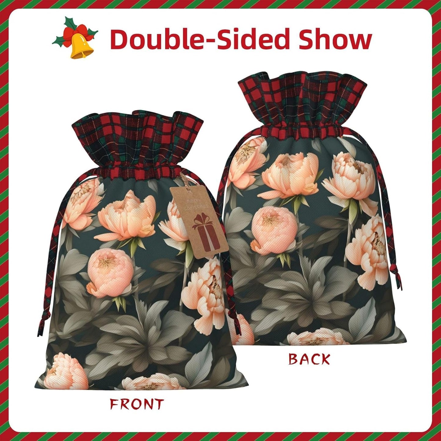ZISHAK Peach Peony Fabric Gift Bag-Delicately Styled For Special Occasions-Ideal For Festival,Anniversaries