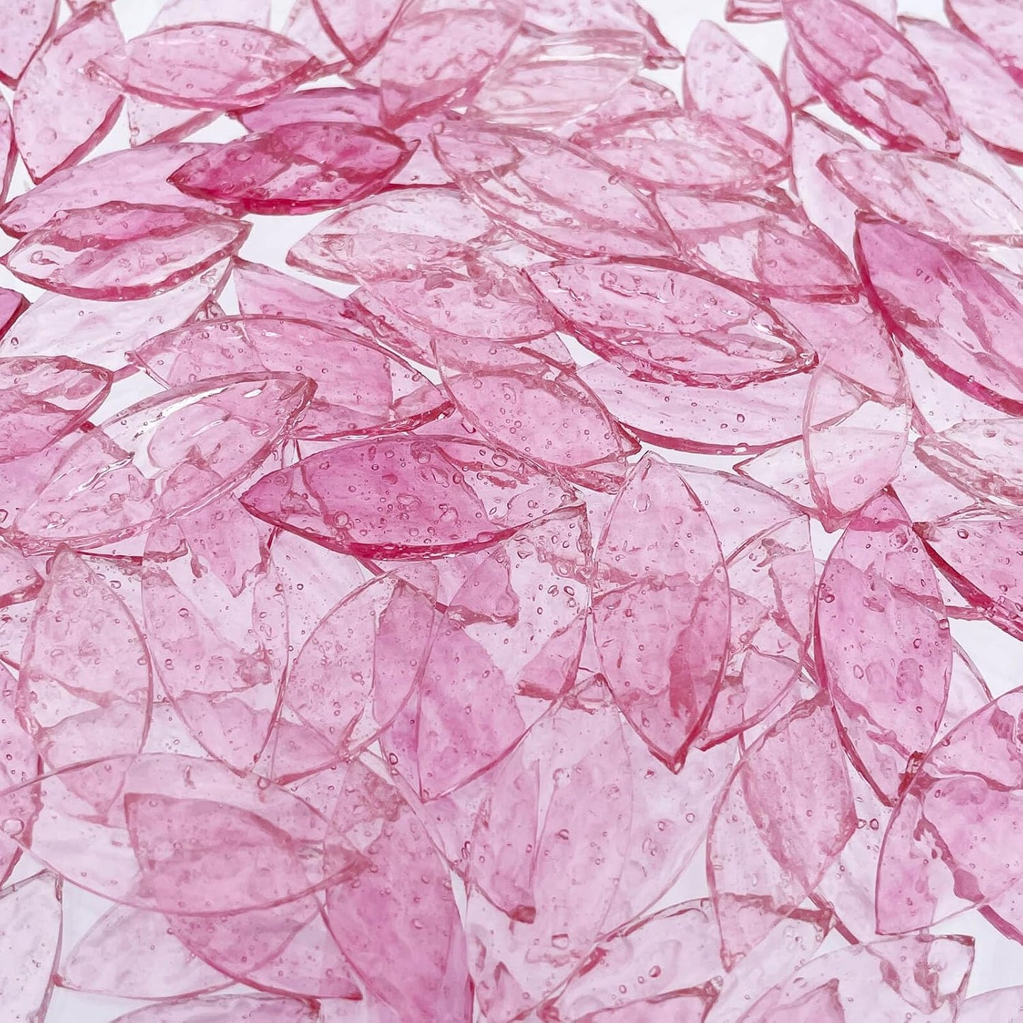 120 Pieces Pink Textured Transparent Mosaic Glass Petals & Leaves in 2 Sizes, Hand-Cut Stained Glass Mosaic Tiles for Crafts - Ideal for Mosaic Art Projects and Home Décor