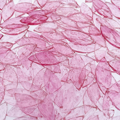 120 Pieces Pink Textured Transparent Mosaic Glass Petals & Leaves in 2 Sizes, Hand-Cut Stained Glass Mosaic Tiles for Crafts - Ideal for Mosaic Art Projects and Home Décor