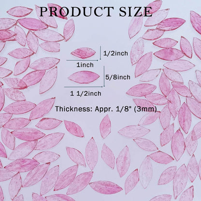 120 Pieces Pink Textured Transparent Mosaic Glass Petals & Leaves in 2 Sizes, Hand-Cut Stained Glass Mosaic Tiles for Crafts - Ideal for Mosaic Art Projects and Home Décor