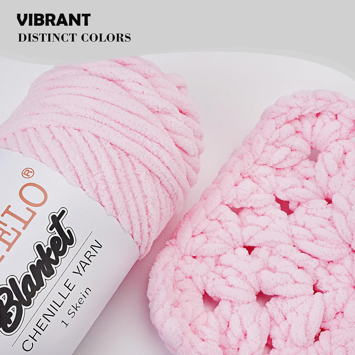 Chenille Yarn, 3 Pack Soft Plush Yarn for Crocheting and Knitting, 600g/21.16oz Total, 100m/109yd Each Skein, Fluffy Yarn for Amigurumi, Blankets, Scarves and Crafts, [Soft Pink]
