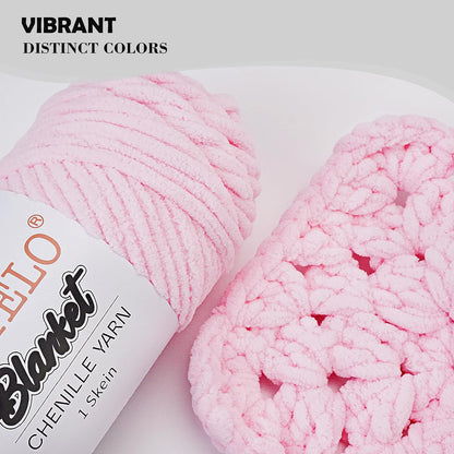 Chenille Yarn, 3 Pack Soft Plush Yarn for Crocheting and Knitting, 600g/21.16oz Total, 100m/109yd Each Skein, Fluffy Yarn for Amigurumi, Blankets, Scarves and Crafts, [Soft Pink]