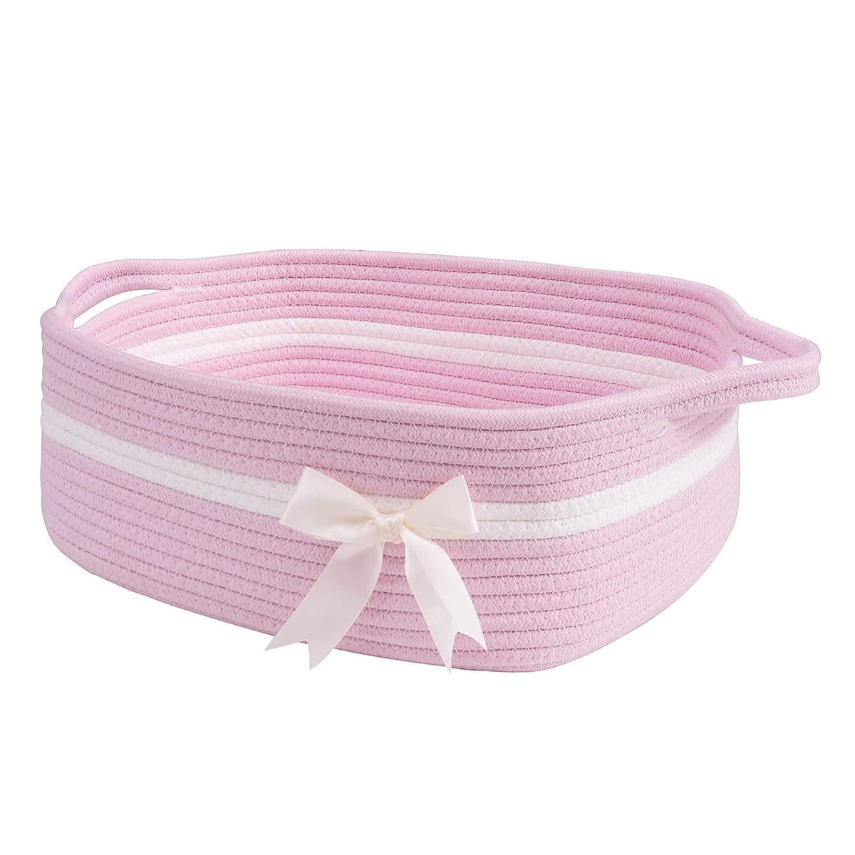 Small Woven Rope Gift Basket, Decorative Shelf Basket, Pink