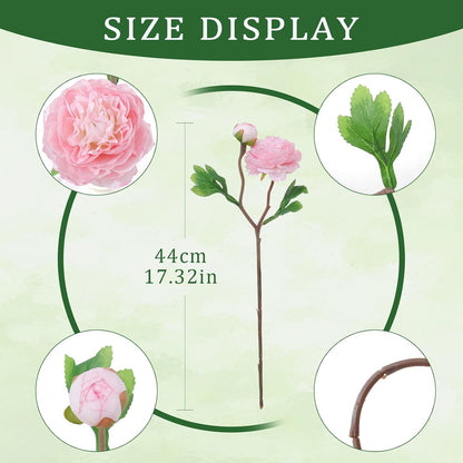 10Pcs 20Heads Peonies Artificial Flowers, Realistic Artificial Silk Ranunculus Flowers with Bendable Stems for Floral Bouquets Centerpieces Home Table Wedding Party Decor (Pink Purple)