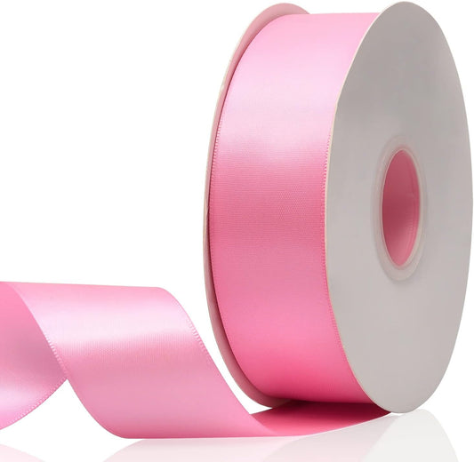 1-1/2" x 50 Yards Peach Pink Double Faced Satin Ribbon,Solid Color High Density Fabric Ribbon Rolls,Great for Gift Wrapping,Sewing,Crafts,DIY Bows and Christmas,Wedding,Party Decoration
