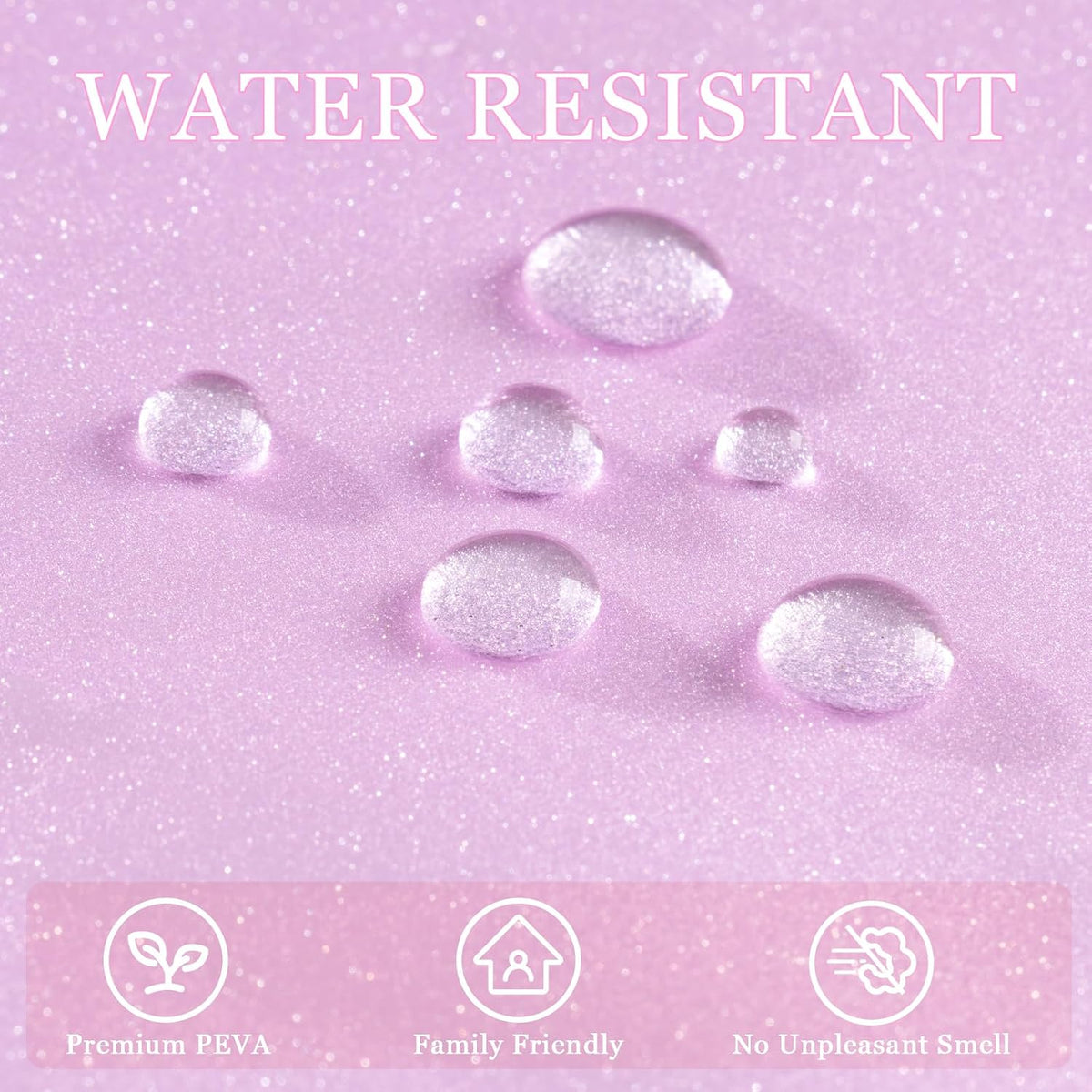 SeenusWaterproof Dreamy Pink Glitter PEVA Shower Curtain Liner, Cute Sparkle Plastic Shower Curtain with 3 Magnets, 72 x 72 inch Lovely Shimmery Bathroom Décor Shower Curtain or Liner Rose Pink