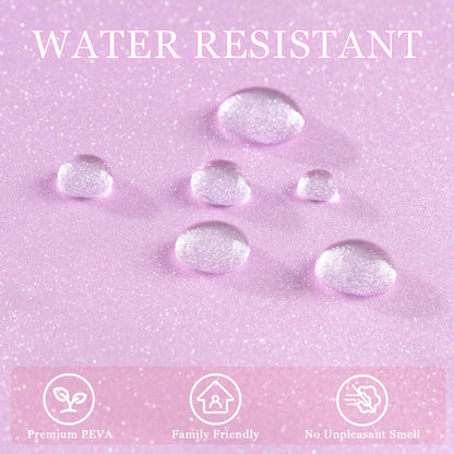 SeenusWaterproof Dreamy Pink Glitter PEVA Shower Curtain Liner, Cute Sparkle Plastic Shower Curtain with 3 Magnets, 72 x 72 inch Lovely Shimmery Bathroom Décor Shower Curtain or Liner Rose Pink