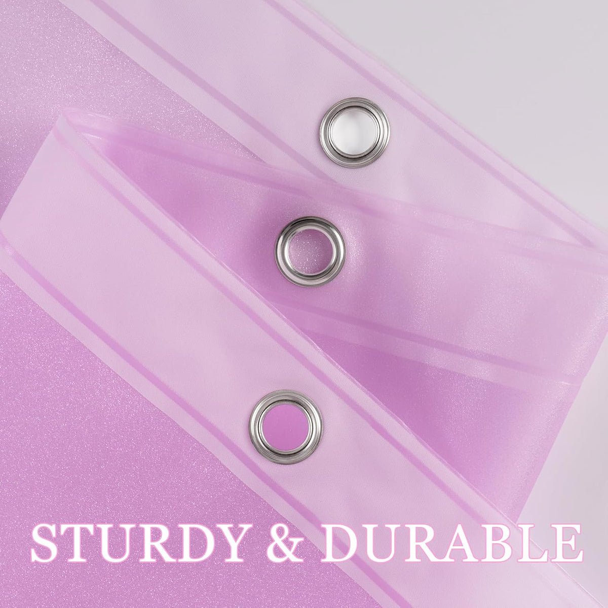 SeenusWaterproof Dreamy Pink Glitter PEVA Shower Curtain Liner, Cute Sparkle Plastic Shower Curtain with 3 Magnets, 72 x 72 inch Lovely Shimmery Bathroom Décor Shower Curtain or Liner Rose Pink