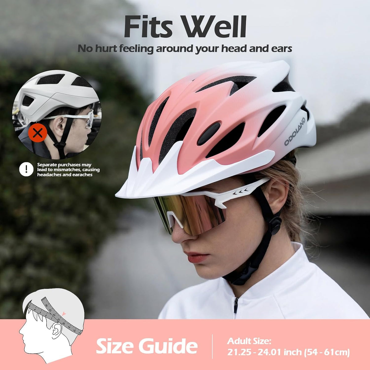Adult Bike Helmet with Cycling Sunglasses Set for Men & Women
